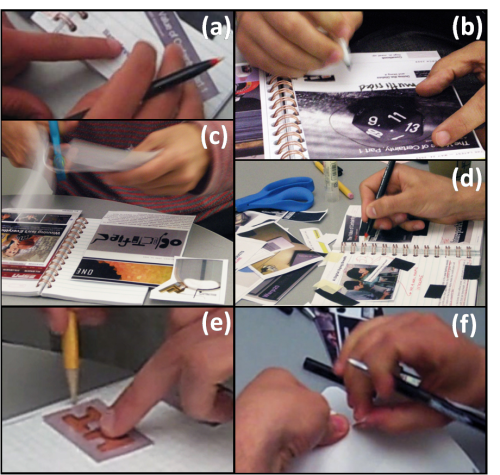 Examples of various behaviors observed during natural interaction with real-world pens and paper notebooks